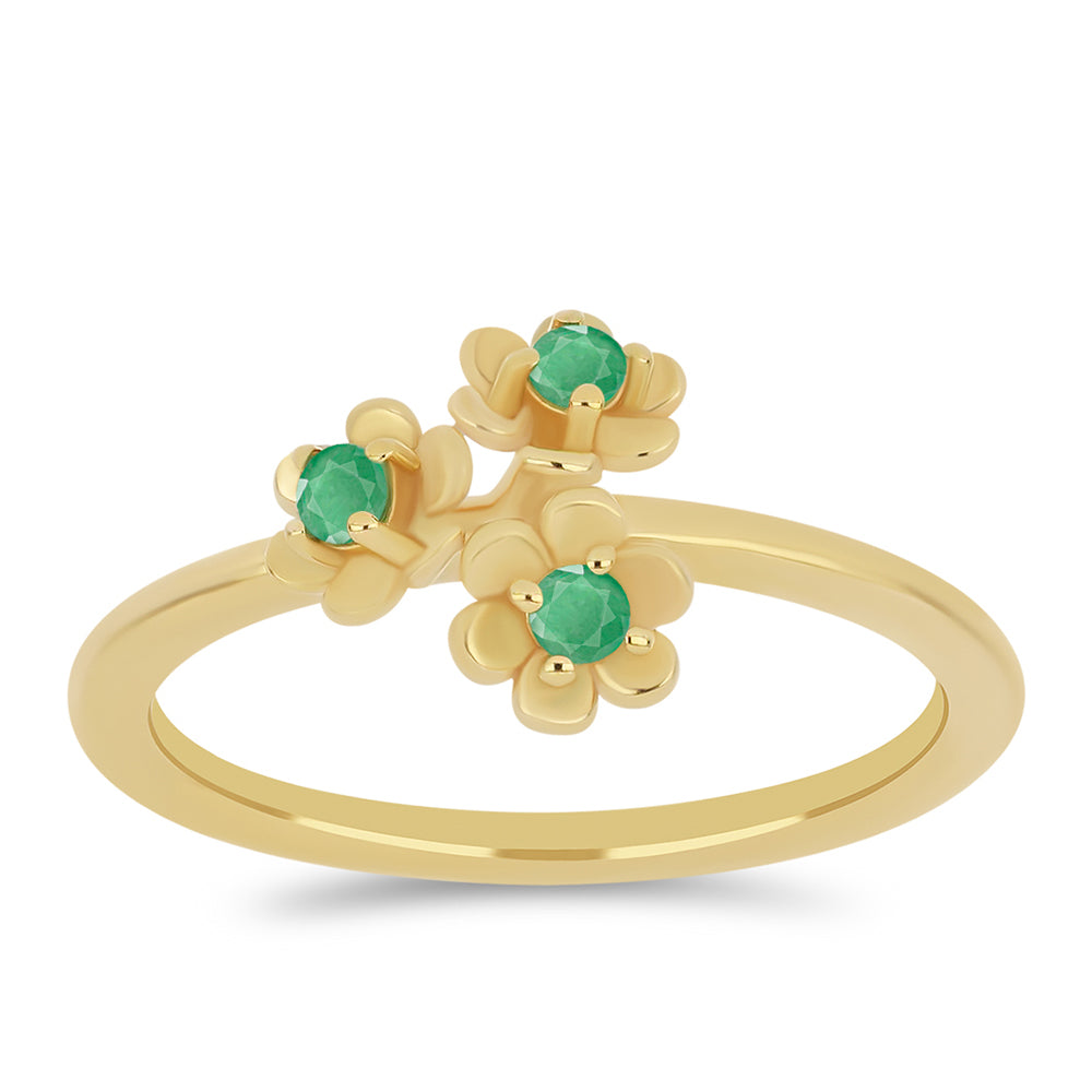 Pozlátený Strieborný Prsteň s Brazílskym Smaragdom 3 