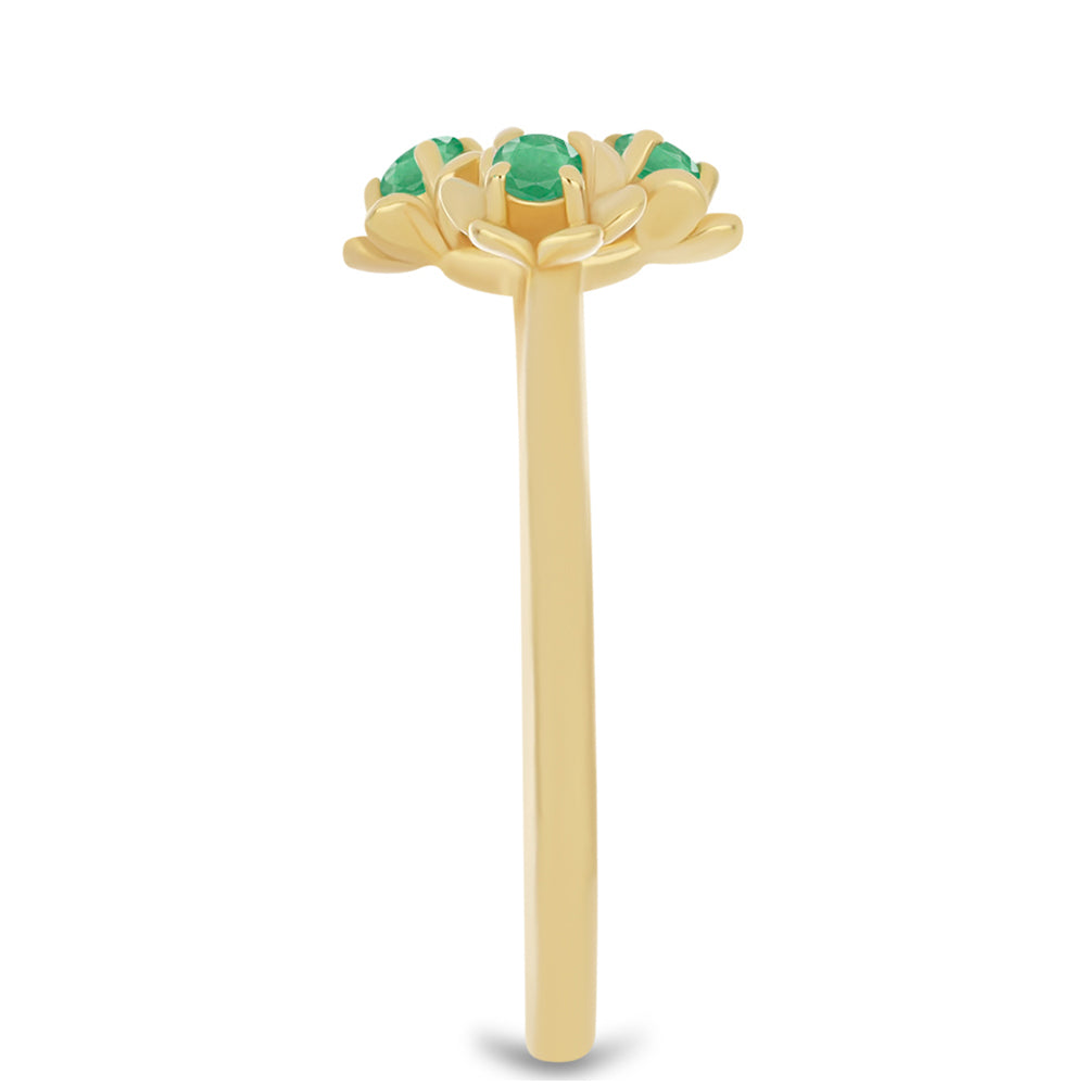 Pozlátený Strieborný Prsteň s Brazílskym Smaragdom 4 