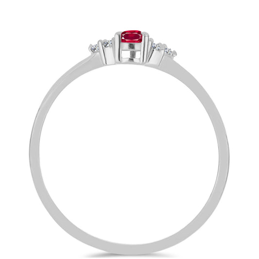Strieborný Prsteň s Madagaskarským Rubínom a Prírodným Bielým Zirkonom