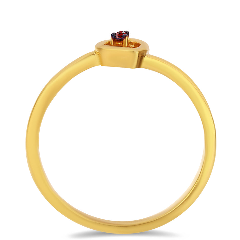 Pozlátený Strieborný Prsteň s Červeným Diamantom 2 