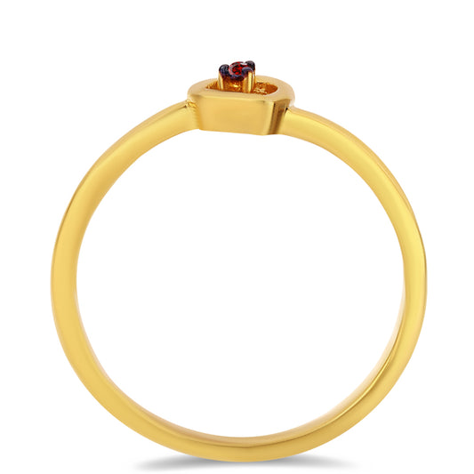 Pozlátený Strieborný Prsteň s Červeným Diamantom