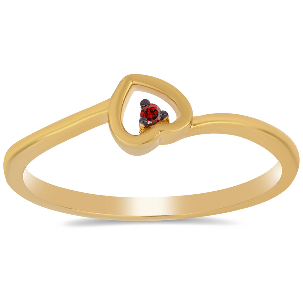 Pozlátený Strieborný Prsteň s Červeným Diamantom 3 