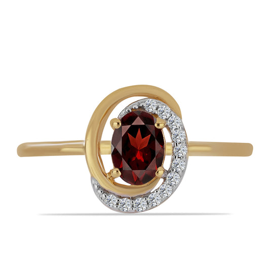 Pozlátený Strieborný Prsteň s Bartonským Granátom a Bielym Zirkónom