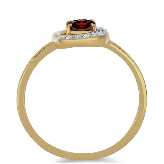 Pozlátený Strieborný Prsteň s Bartonským Granátom a Bielym Zirkónom