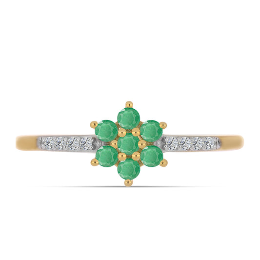 Pozlátený Strieborný Prsteň s Brazílskym Smaragdom a Bielym Zirkónom