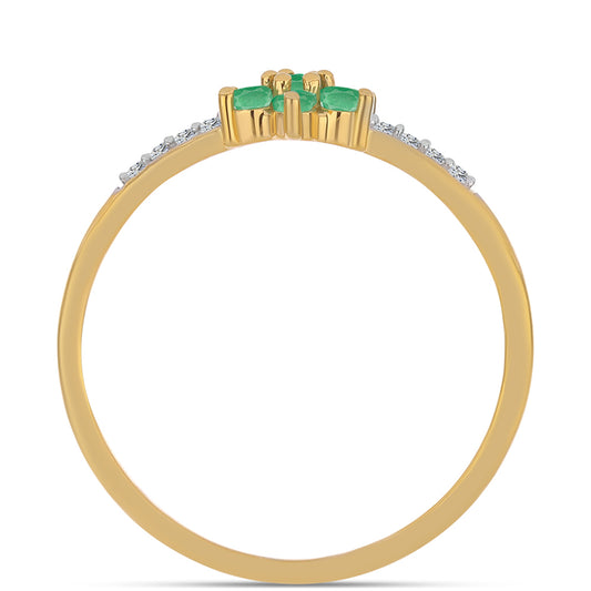 Pozlátený Strieborný Prsteň s Brazílskym Smaragdom a Bielym Zirkónom