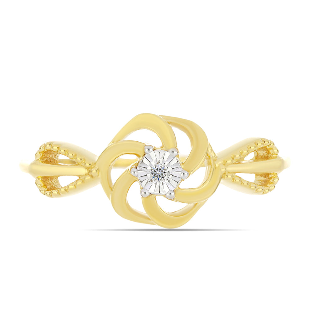 Pozlátený Strieborný Prsteň s Bielym Diamantom