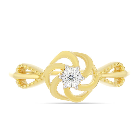 Pozlátený Strieborný Prsteň s Bielym Diamantom