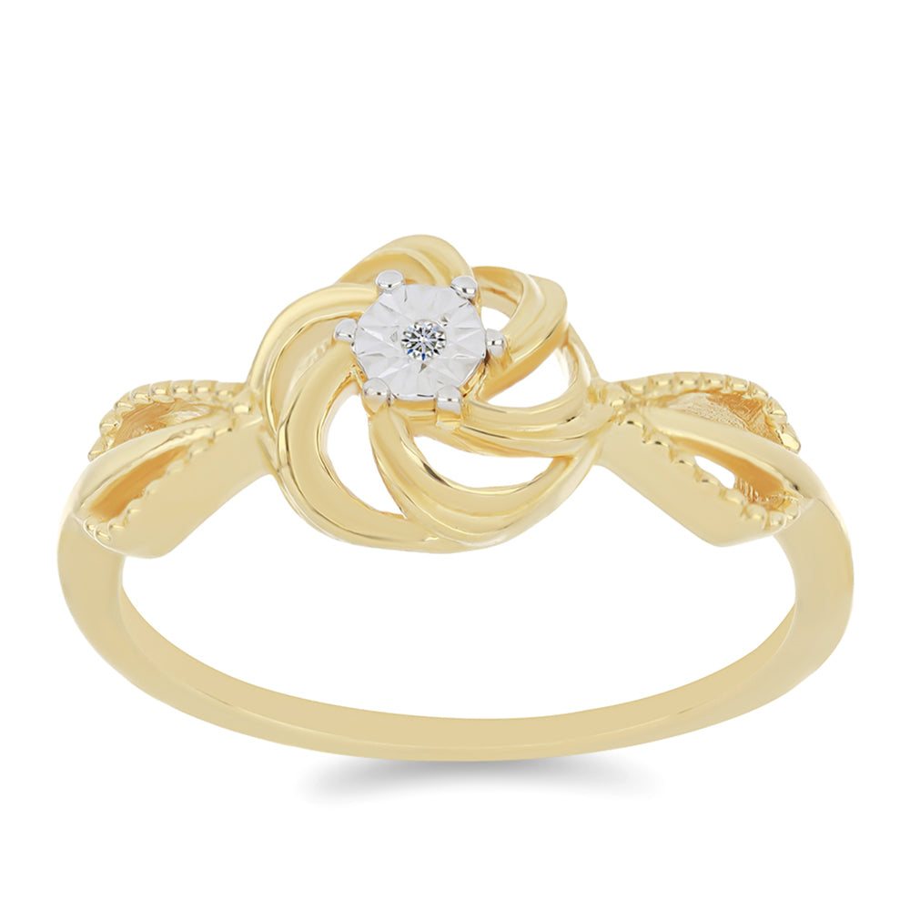 Pozlátený Strieborný Prsteň s Bielym Diamantom 3 