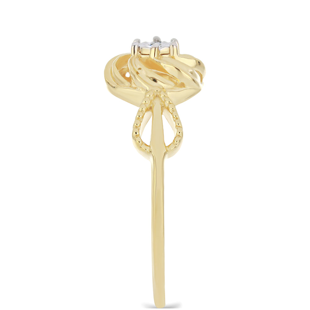 Pozlátený Strieborný Prsteň s Bielym Diamantom 4 