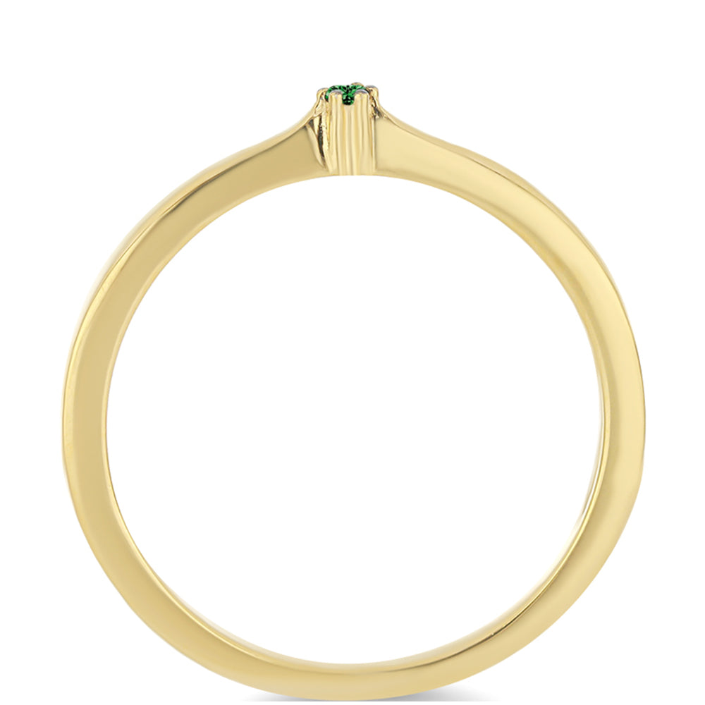 Pozlátený Strieborný Prsteň s so Zeleným Diamantom 2 