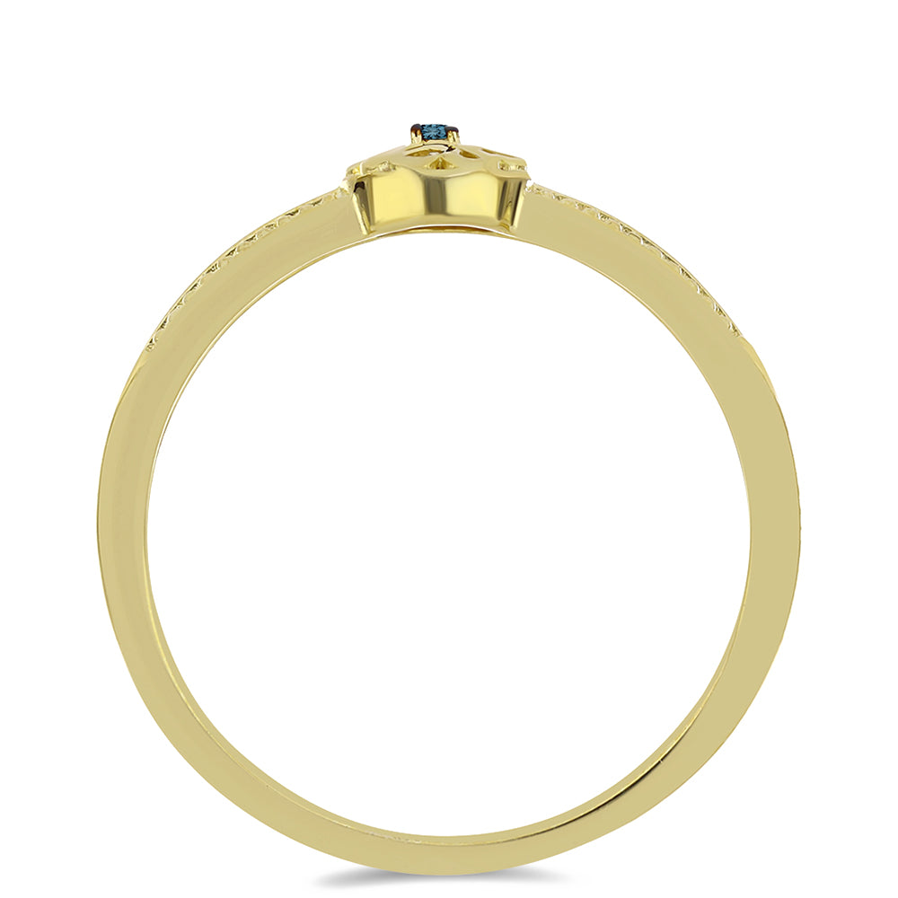 Pozlátený Strieborný Prsteň s Modrým Diamantom 2 