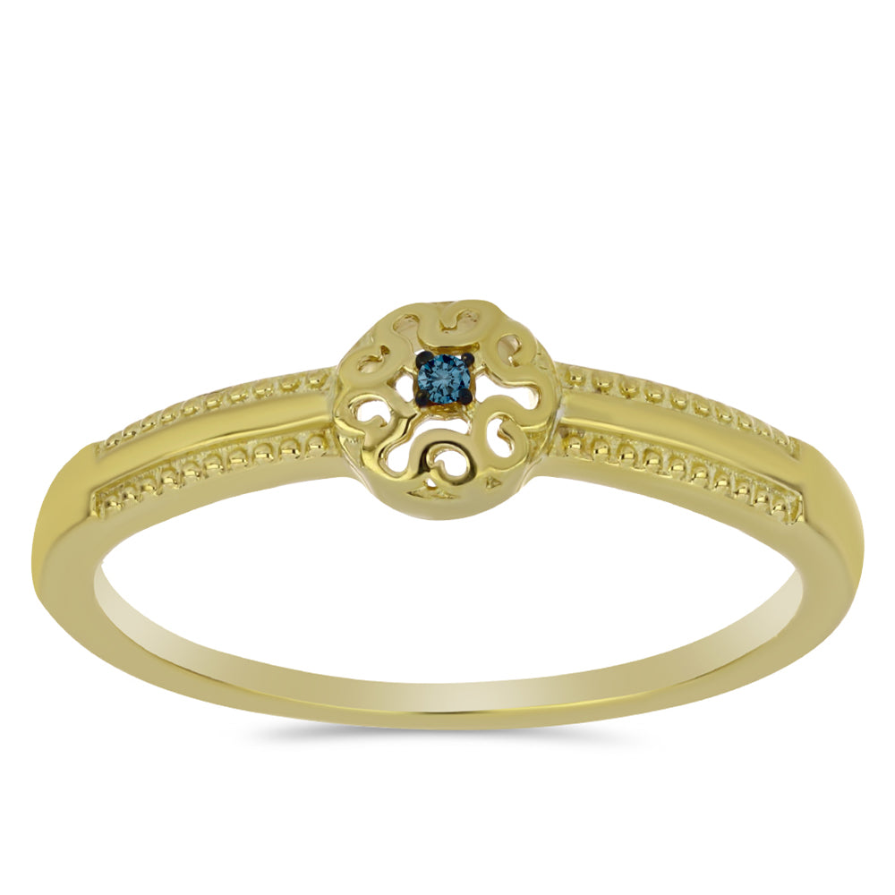 Pozlátený Strieborný Prsteň s Modrým Diamantom