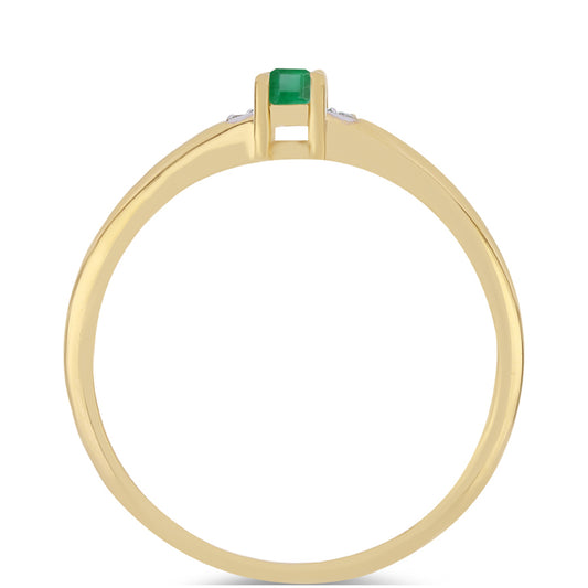 Pozlátený Strieborný Prsteň s Brazílskym Smaragdom a Bielym Zirkónom