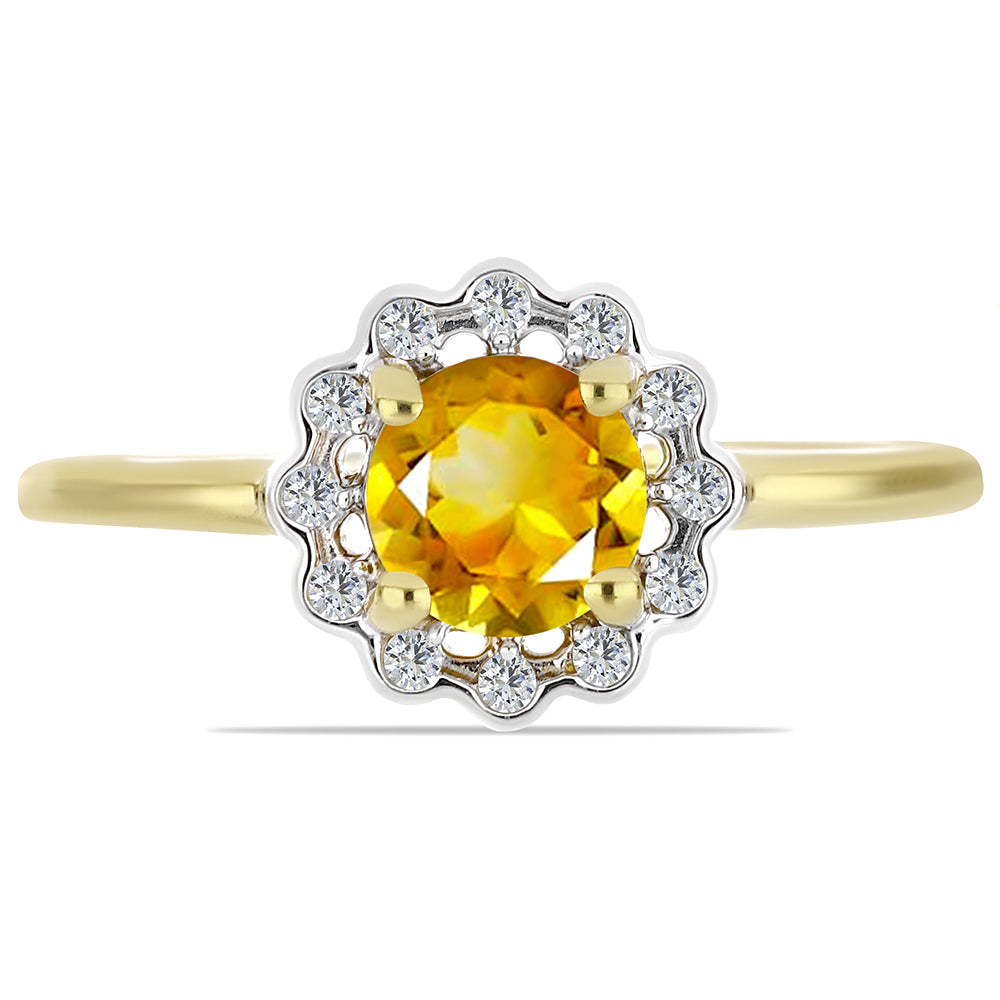 Pozlátený Strieborný Prsteň s Uralským Citrínom a Bielym Zirkónom 1 