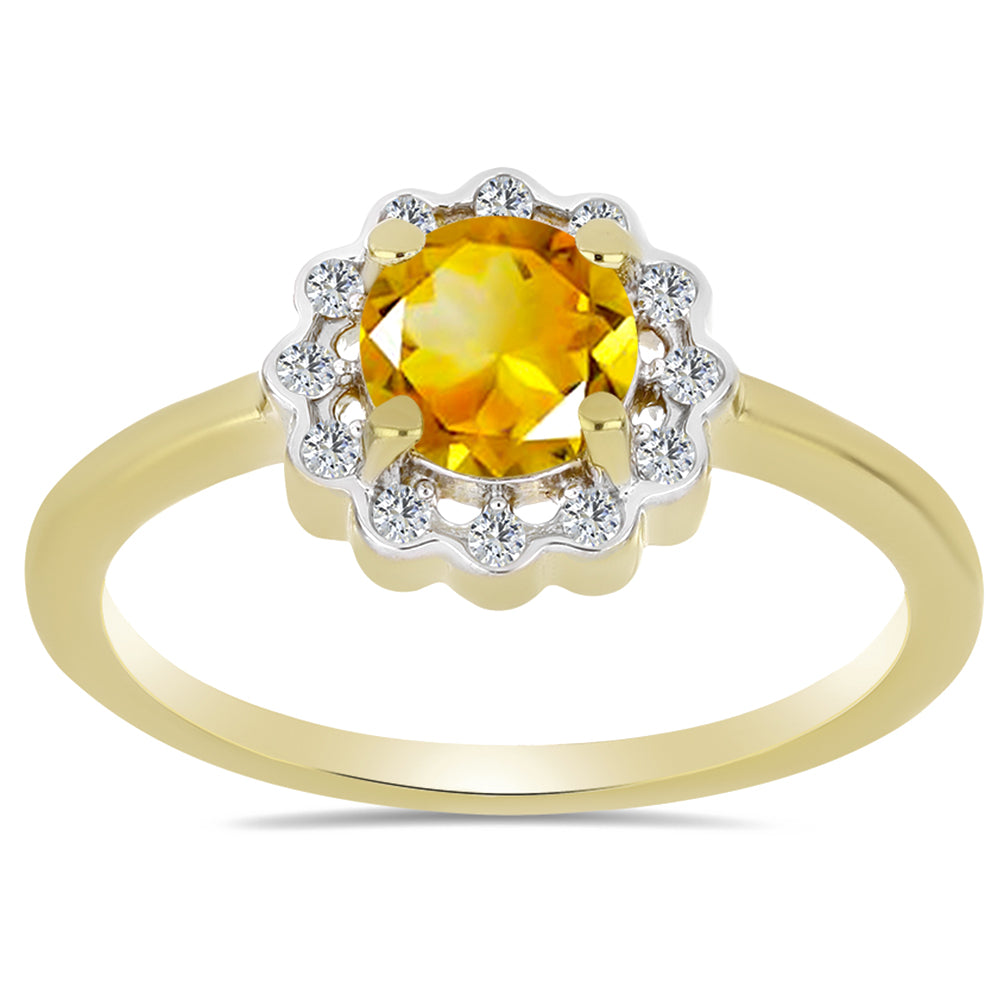 Pozlátený Strieborný Prsteň s Uralským Citrínom a Bielym Zirkónom 3 