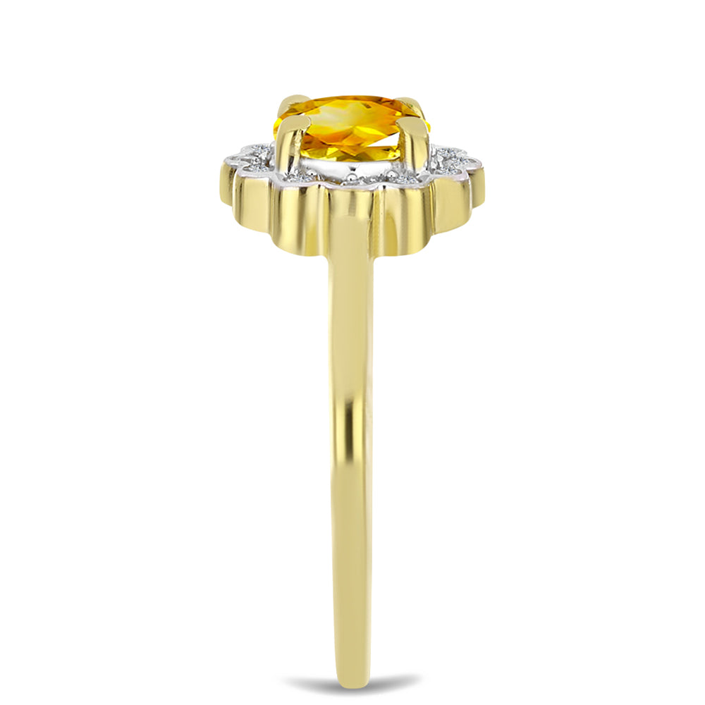 Pozlátený Strieborný Prsteň s Uralským Citrínom a Bielym Zirkónom