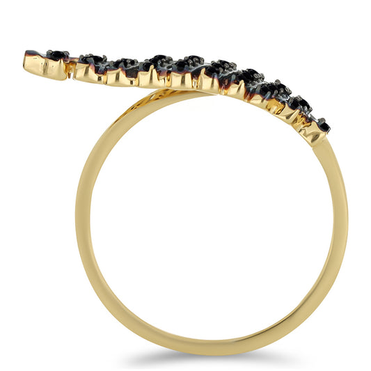 Pozlátený Strieborný Prsteň s Čiernym Spinelom z Gorno Badakhshanu