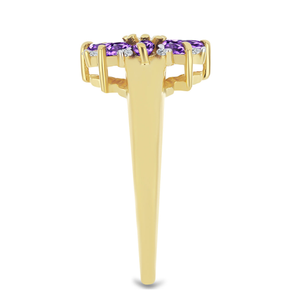 Pozlátený Strieborný Prsteň s Marockým Ametystom a Bielym Zirkónom 4 
