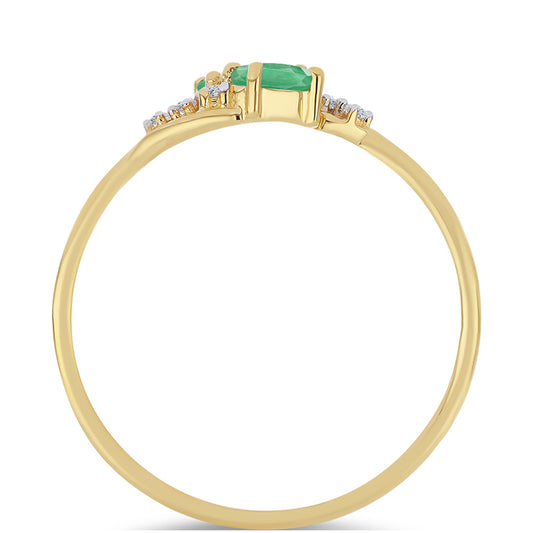 Pozlátený Strieborný Prsteň s Brazílskym Smaragdom a Bielym Zirkónom