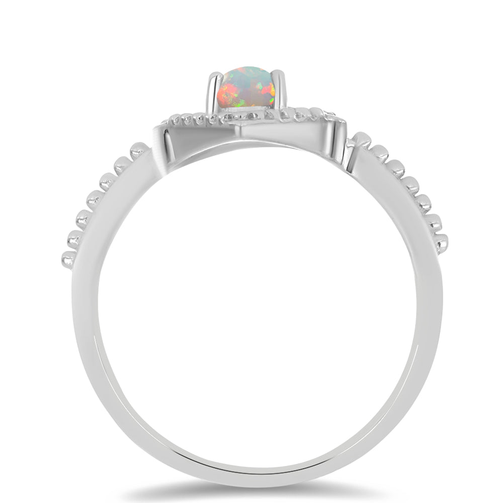 Strieborný Prsteň s Etiópskym Opálom z Lega Dembi a Bielym Zirkónom 2 