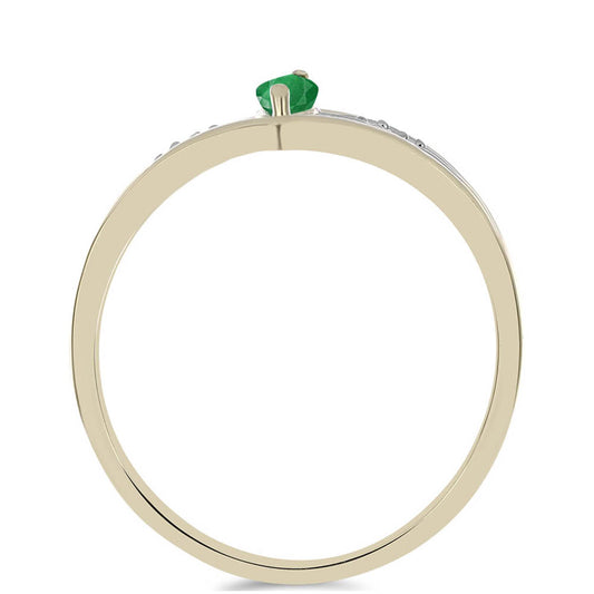 Pozlátený Strieborný Prsteň s Brazílskym Smaragdom a Bielym Zirkónom