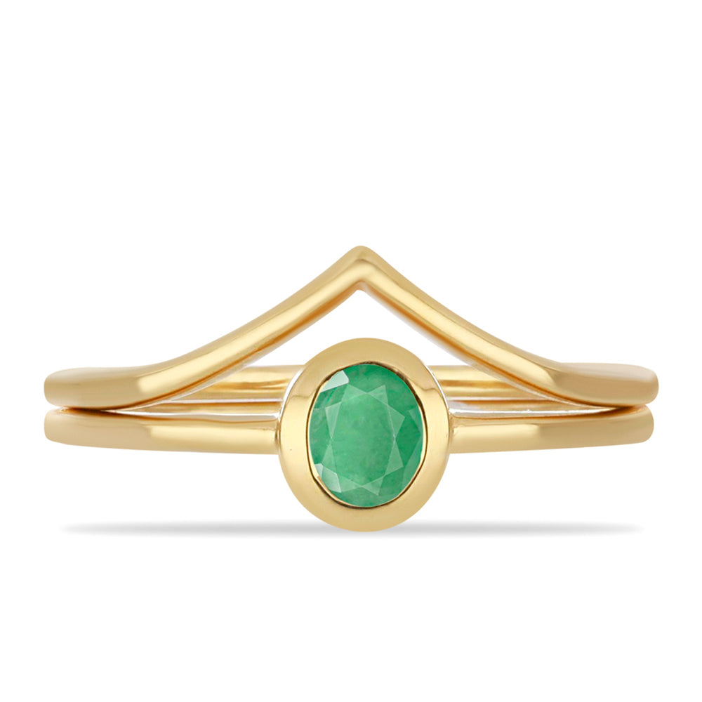 Pozlátený Strieborný Prsteň s Brazílskym Smaragdom 1 