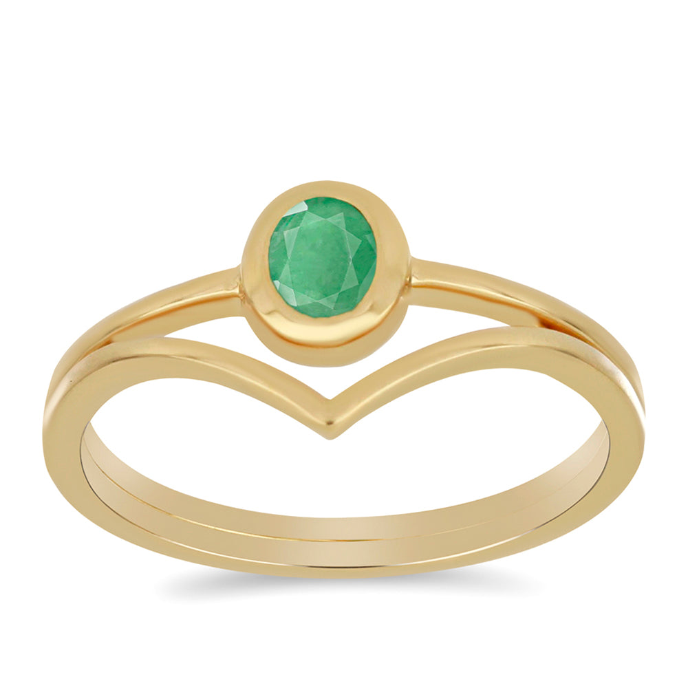 Pozlátený Strieborný Prsteň s Brazílskym Smaragdom 3 