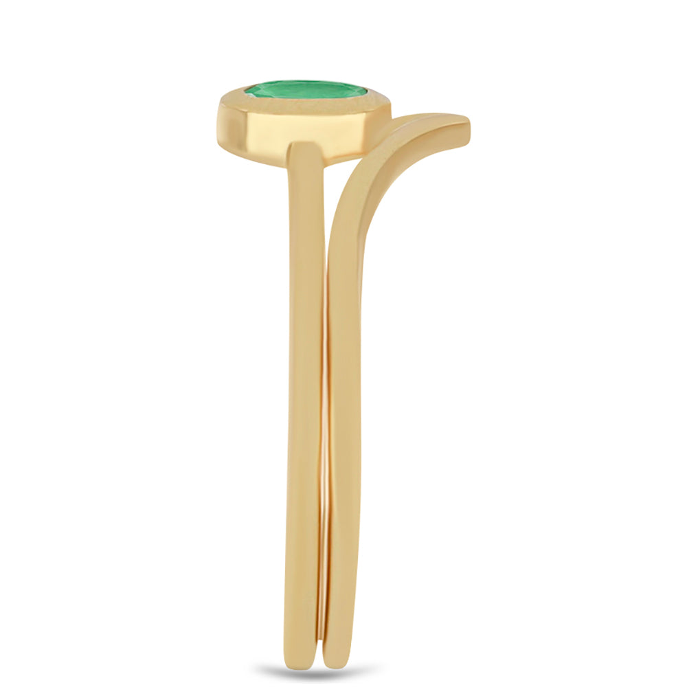Pozlátený Strieborný Prsteň s Brazílskym Smaragdom