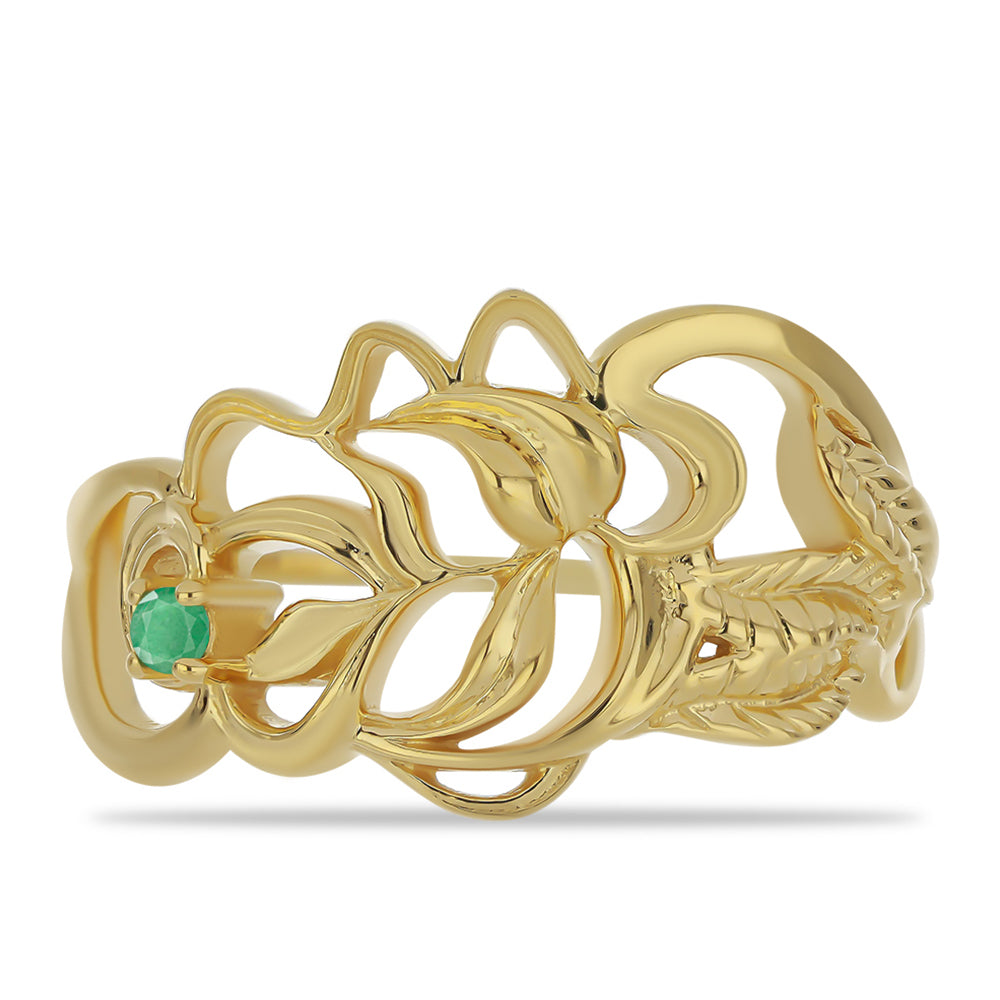 Pozlátený Strieborný Prsteň s Brazílskym Smaragdom 1 