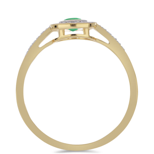 Pozlátený Strieborný Prsteň s Brazílskym Smaragdom a Bielym Zirkónom