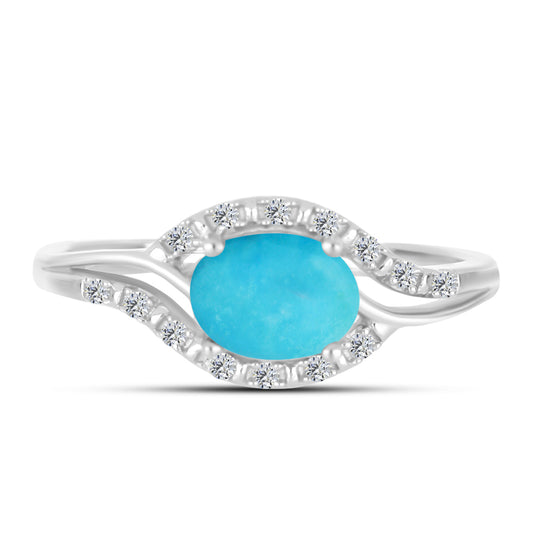 Strieborný Prsteň s so Sleeping Beauty Tyrkysom a Bielym Zirkónom