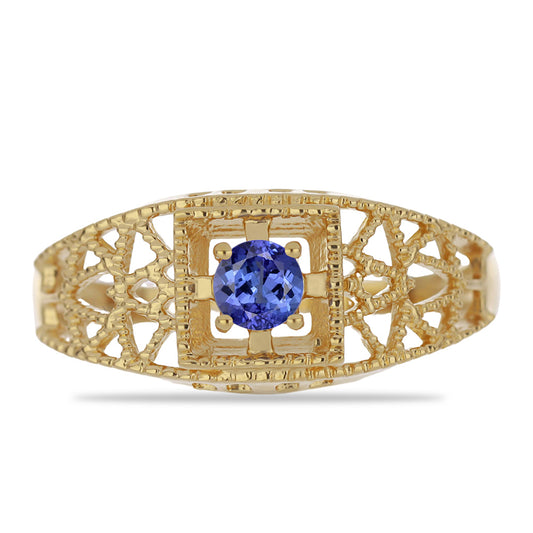 Pozlátený Strieborný Prsteň s Tanzanitom