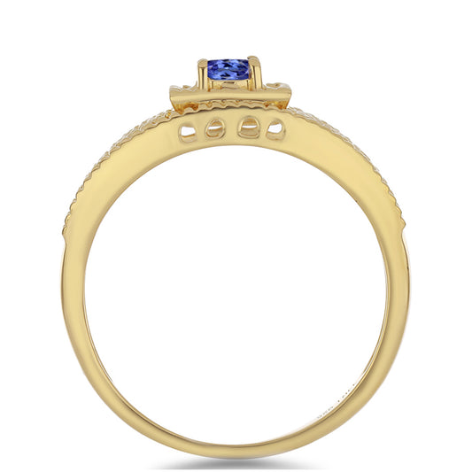 Pozlátený Strieborný Prsteň s Tanzanitom