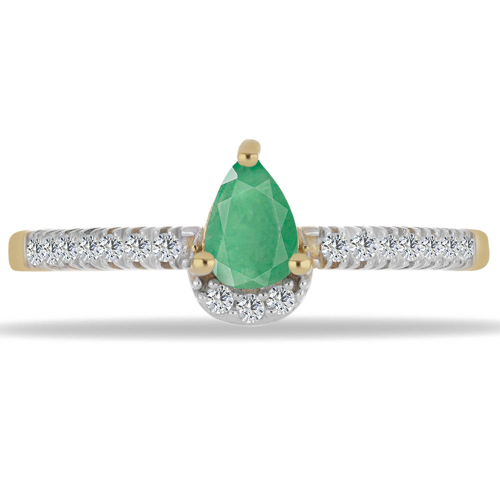 Pozlátený Strieborný Prsteň s Brazílskym Smaragdom a Bielym Zirkónom 1 