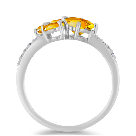 Strieborný Prsteň s Uralským Citrínom a Bielym Topásom