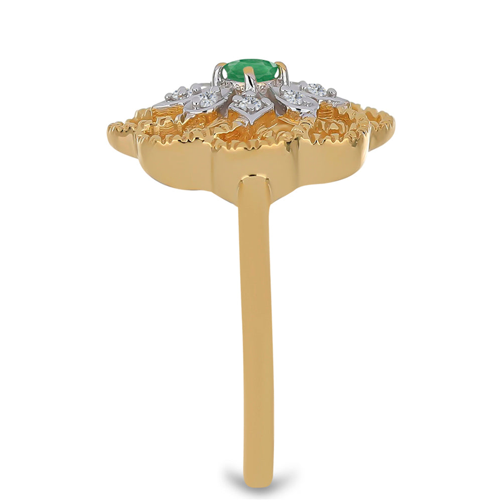 Pozlátený Strieborný Prsteň s Brazílskym Smaragdom a Bielym Zirkónom 4 