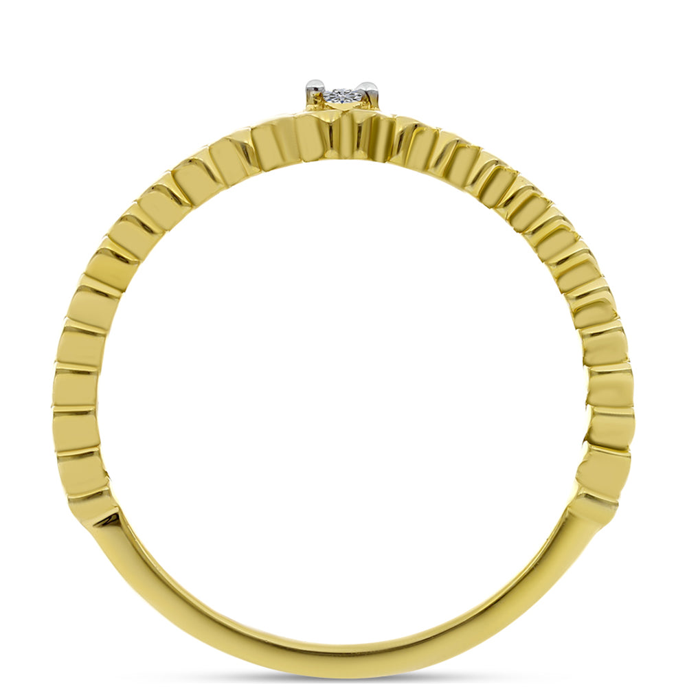 Pozlátený Strieborný Prsteň s Bielym Diamantom