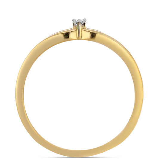 Pozlátený Strieborný Prsteň s Bielym Diamantom