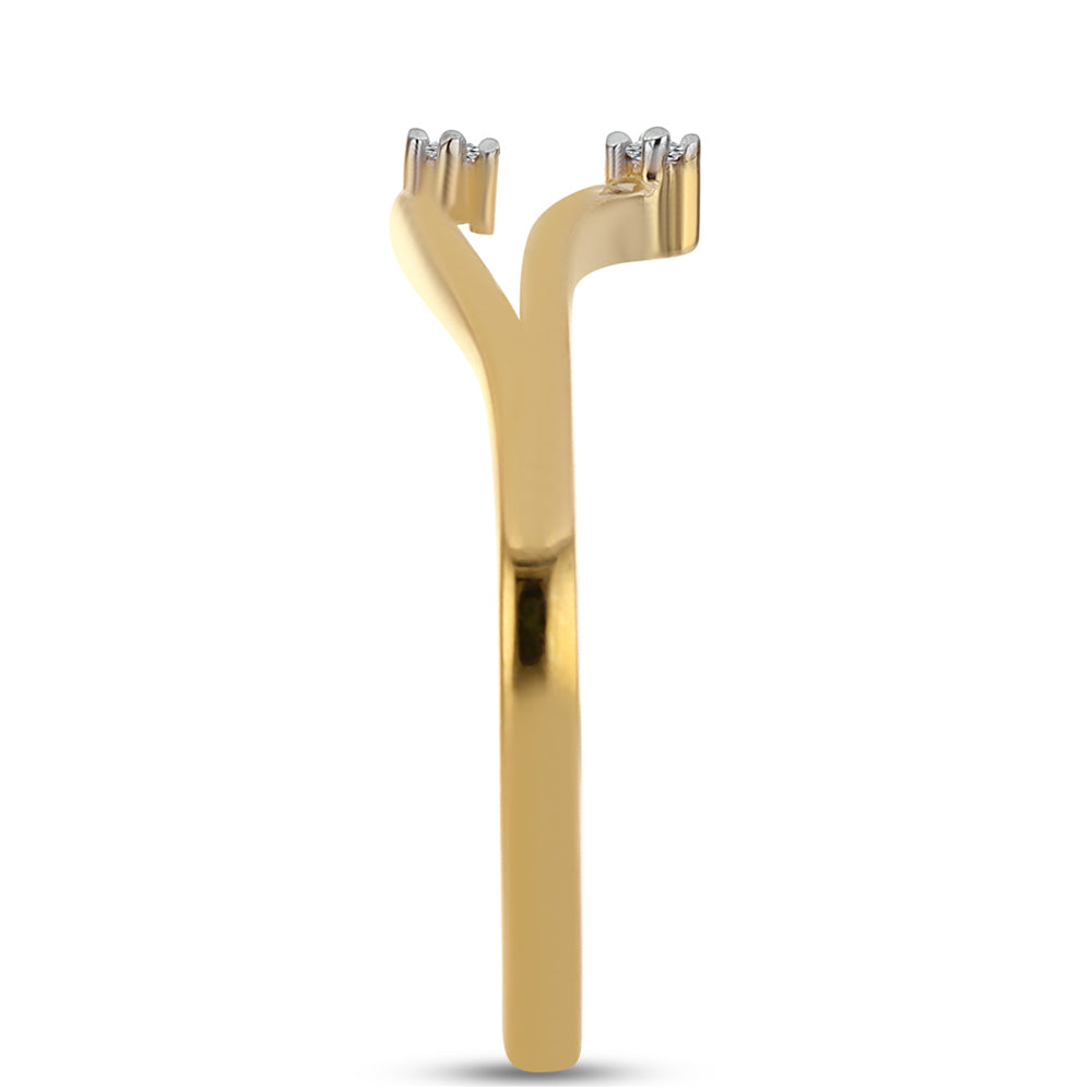 Pozlátený Strieborný Prsteň s Bielym Diamantom 4 