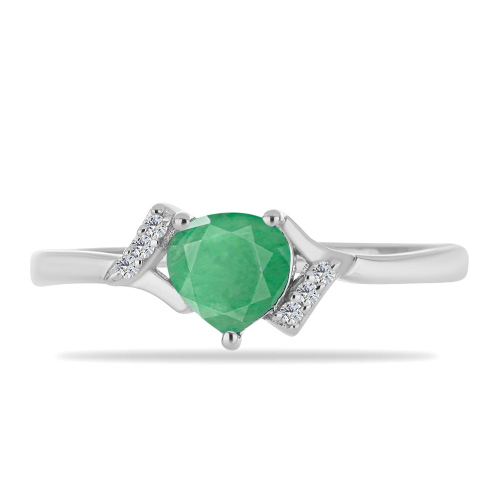 Strieborný Prsteň s Brazílskym Smaragdom a Bielym Zirkónom 1 