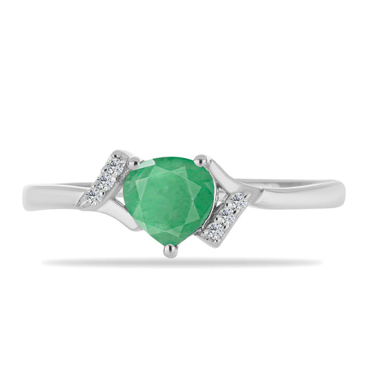 Strieborný Prsteň s Brazílskym Smaragdom a Bielym Zirkónom