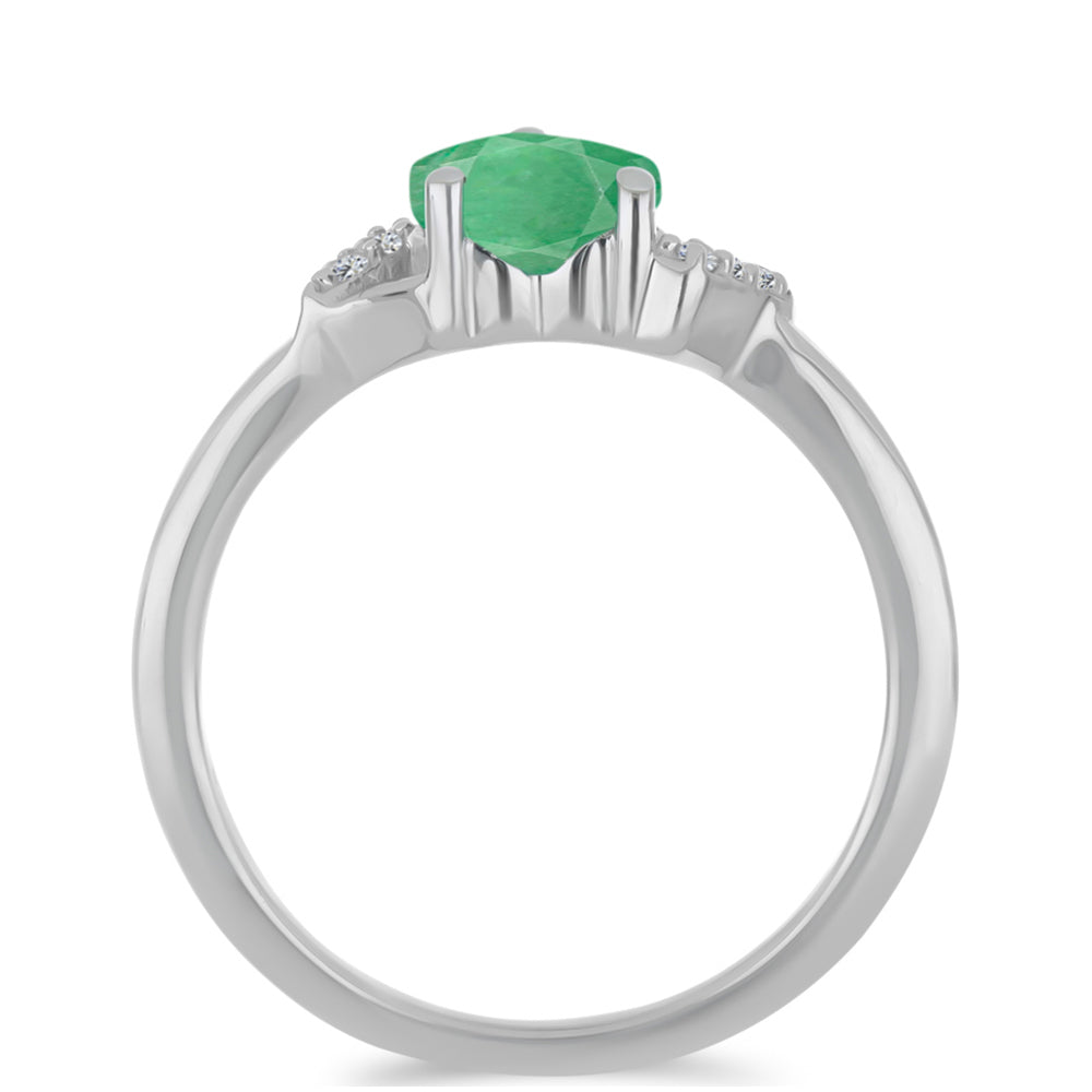 Strieborný Prsteň s Brazílskym Smaragdom a Bielym Zirkónom 2 