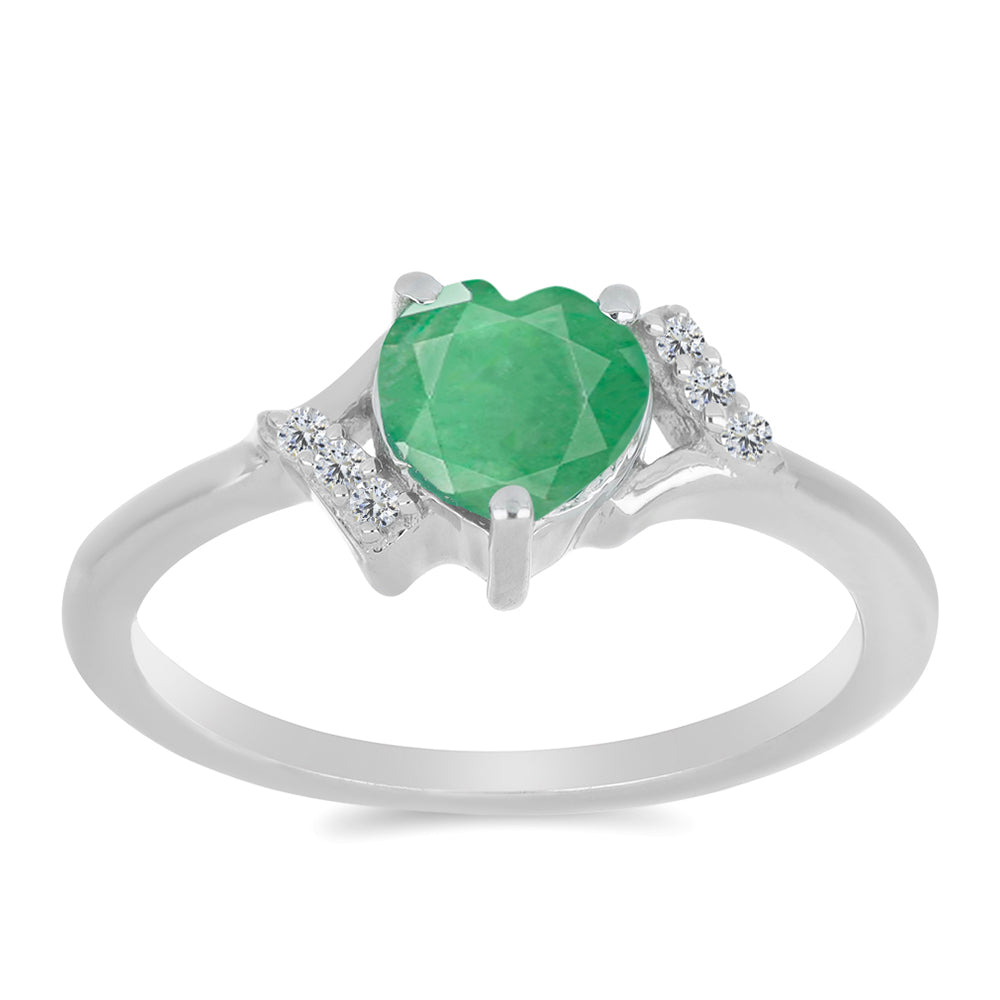 Strieborný Prsteň s Brazílskym Smaragdom a Bielym Zirkónom 3 
