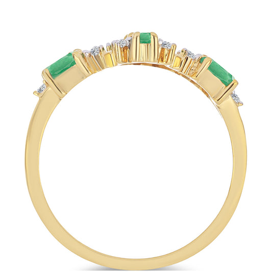 Pozlátený Strieborný Prsteň s Brazílskym Smaragdom a Bielym Zirkónom
