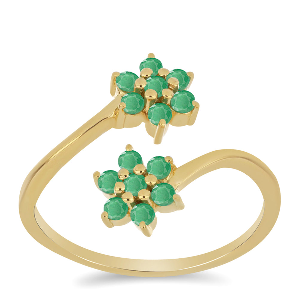 Pozlátený Strieborný Prsteň s Brazílskym Smaragdom 3 