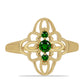 Pozlátený Strieborný Prsteň s Chrom Diopsidom