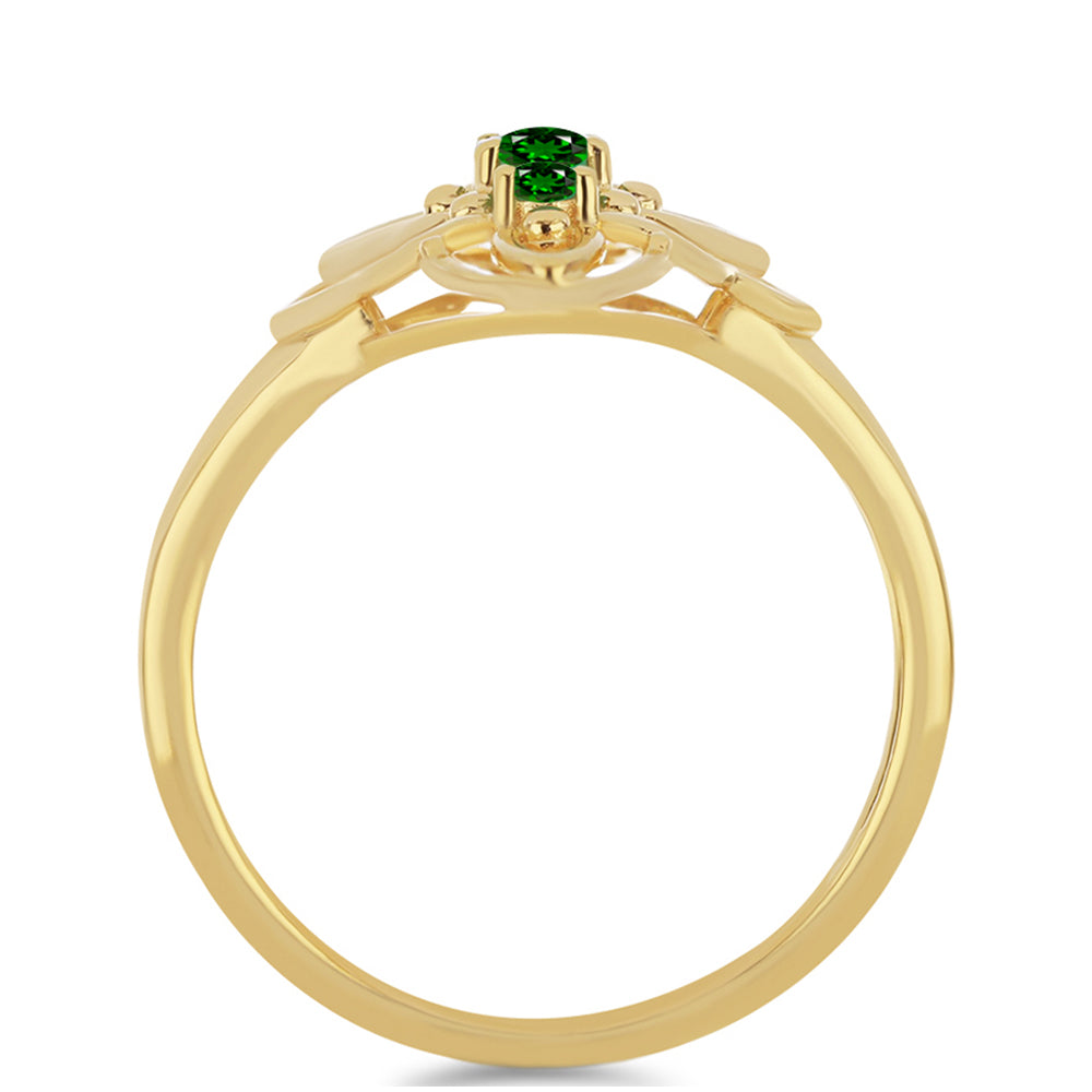 Pozlátený Strieborný Prsteň s Chrom Diopsidom