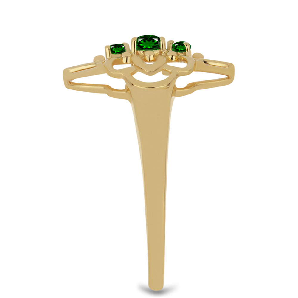 Pozlátený Strieborný Prsteň s Chrom Diopsidom 4 