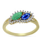 Pozlátený Strieborný Prsteň s Austrálskym Modrým Zafírom a Brazílskym Smaragdom